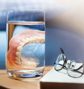 Dentures in a glass